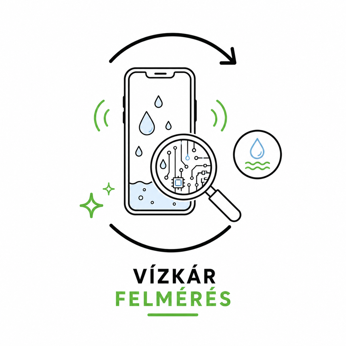 Vízkár kezelés — Telefon alkoholos belső tisztítás