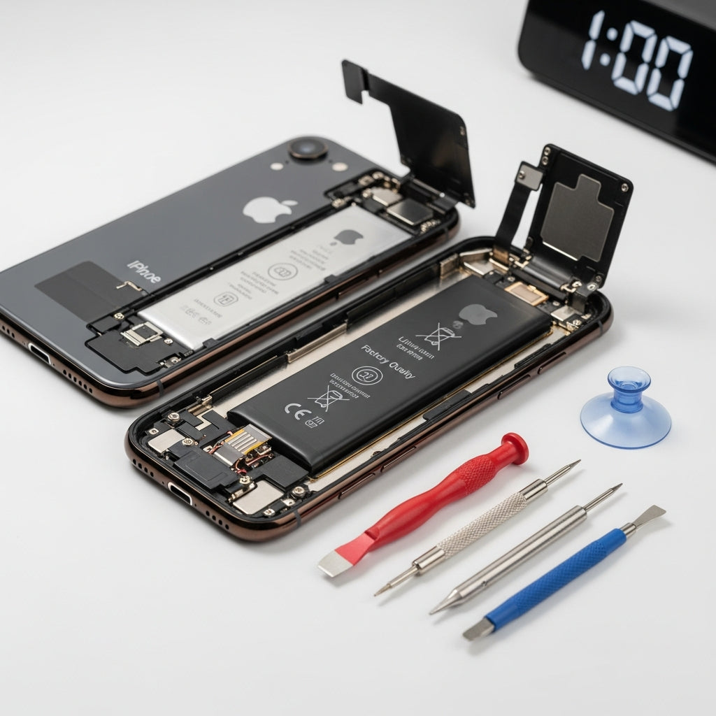 iPhone Xr akkumulátor csere gyári minőségben - 1 órán belül akkumulátor csere – Eco Mobil Allee